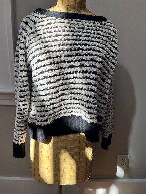 Obey No 89 Black/White Cropped Cable Knit Sweater, Size XS